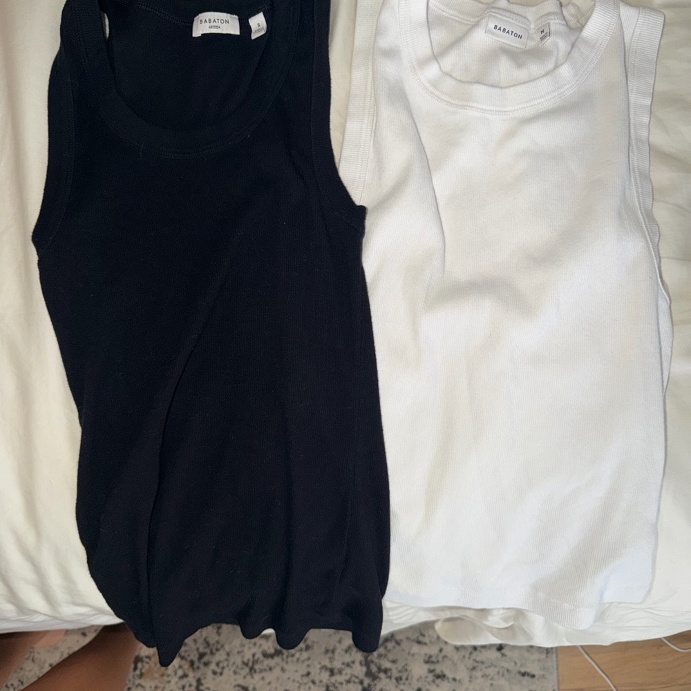 Aritzia Babaton Ribbed Tank Pair — Black & White